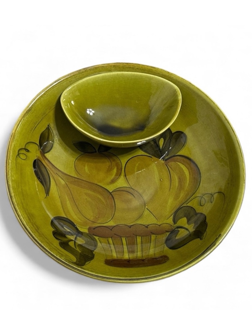 Mid-Century chip and dip platter vintage 1960s-1970s pottery dish
